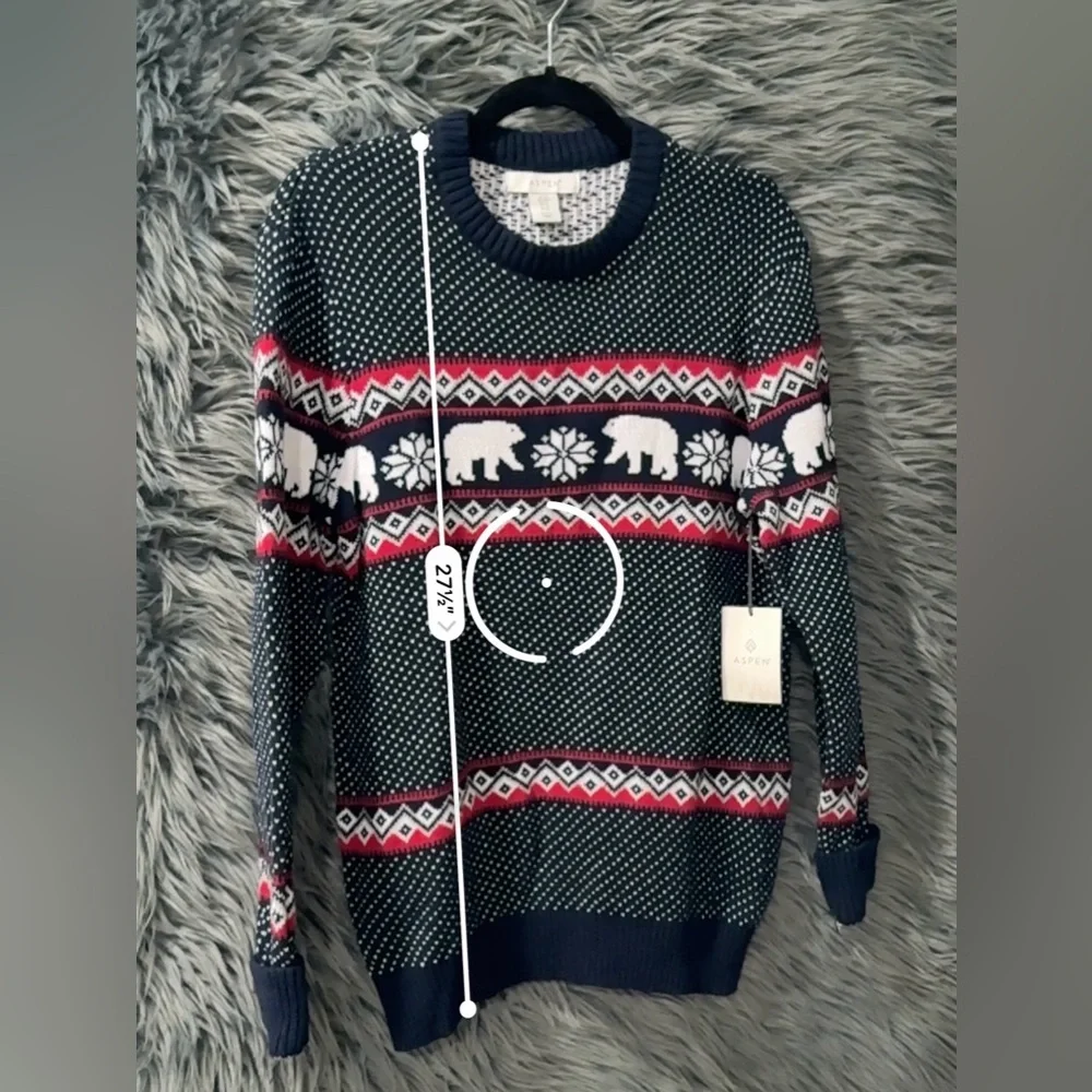 Aspen Winter Themed Sweater NEW - Size Medium | Color: Navy Blue